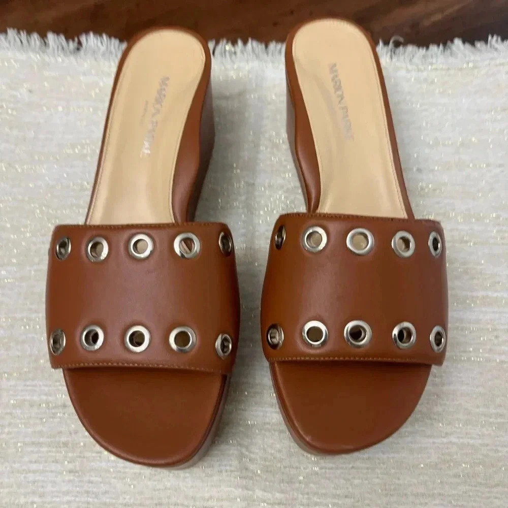 Marion Parke Triple Insole Brown Leather Sandals Size EU 40 US 10 Luxury Classic
